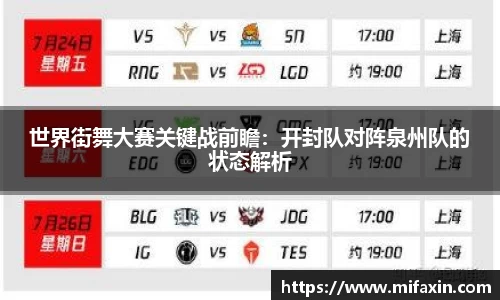 世界街舞大赛关键战前瞻：开封队对阵泉州队的状态解析